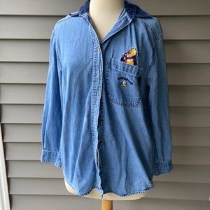 Vintage Disney Pooh Friendship Chambray Button Down Shirt
